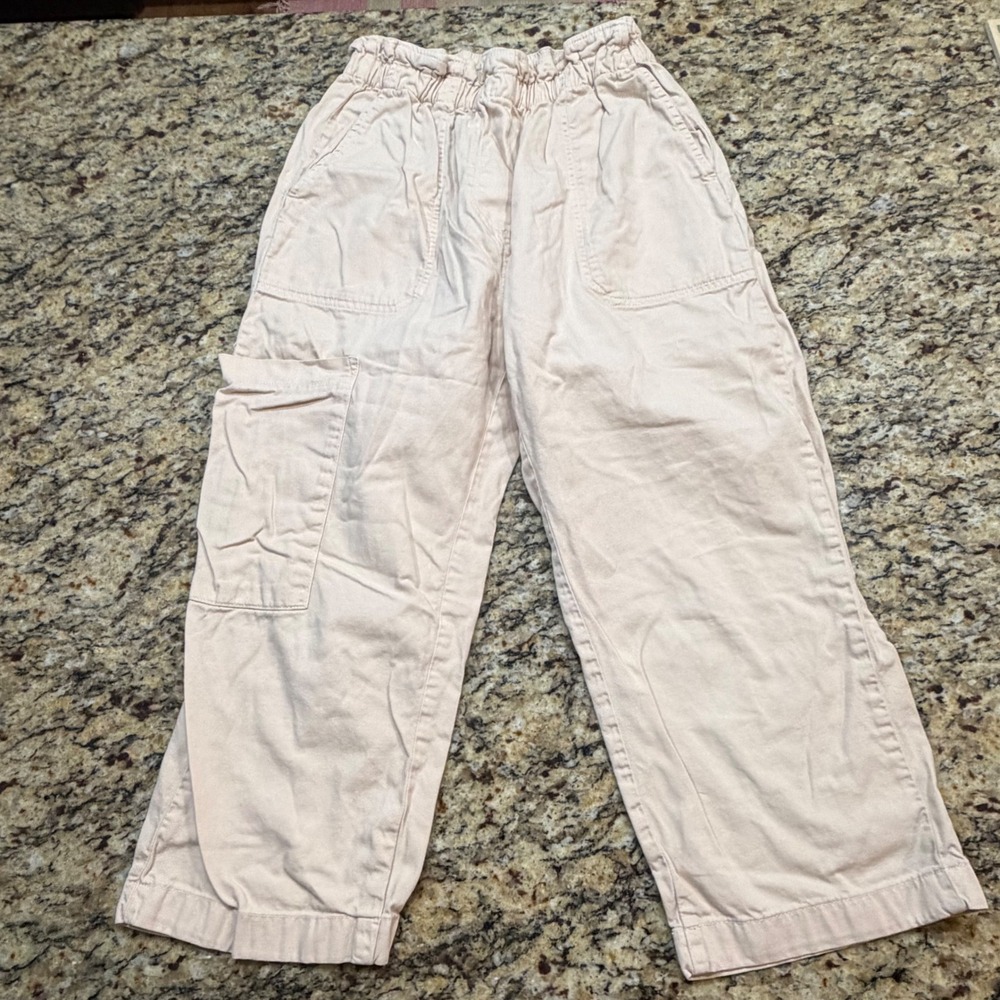 Anthropologie Pink Paperbag Waist Cargo Pants XS Straight Leg Utility Pockets ws